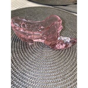 Vintage Fenton Pink Glass‎ Boot Shoe Fairy Tale Hand Painted E Summers Figurine